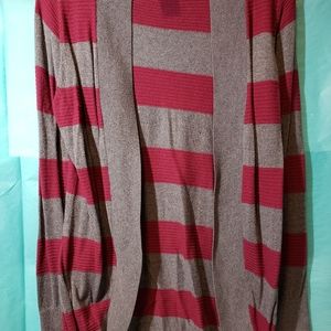 Grey/Burgundy Cardigan